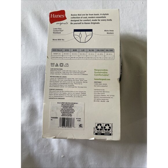 Hanes Mens 3-Pack Stretch Briefs 3XL 48-50" Modern Fit Cool & Breathable Black C - Picture 6 of 12